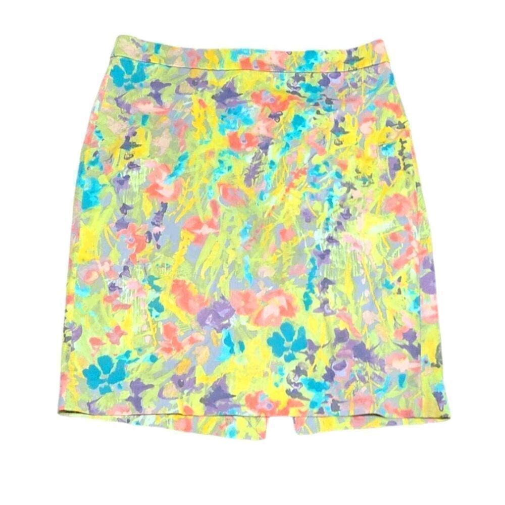 J. Crew Skirt Women's Size 4 The Yellow Pencil Multicolor Zip Closure